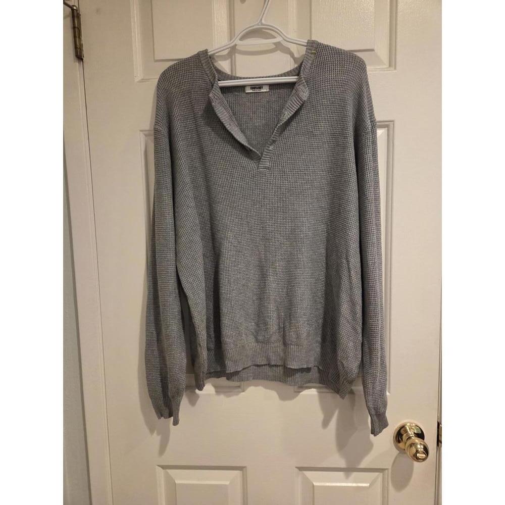Men's coofandy sz large Gray Waffle Knit Long Sleeve Sweater